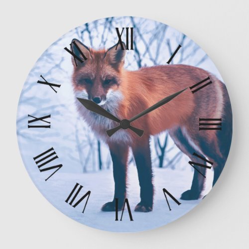 Simple Elegant Red Fox Artwork  Wall Clock