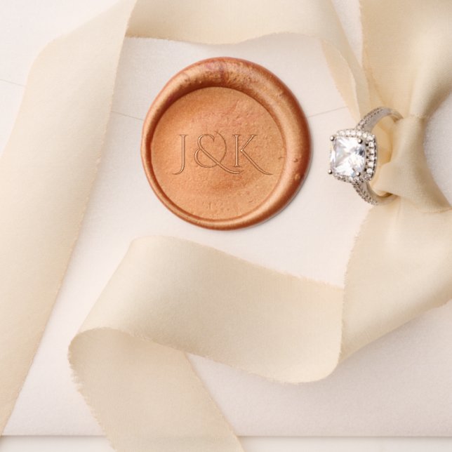 Simple Elegant Red Gold Monogram Wedding Wax Seal Stamp (Insitu (Wedding))