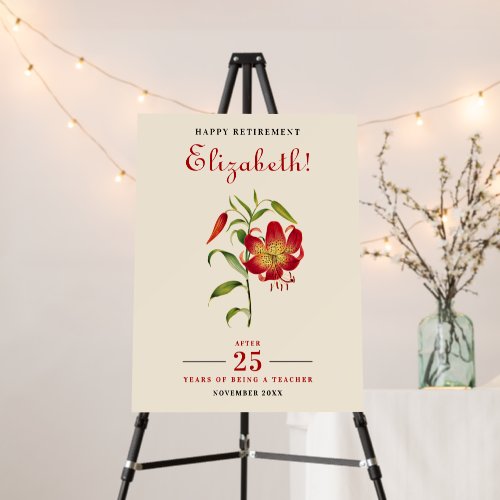 Simple Elegant Red Lily Floral Greenery Retirement