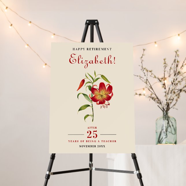 Simple Elegant Red Lily Floral Greenery Retirement Foam Board (In Situ (Stand))