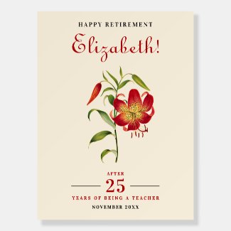 Simple Elegant Red Lily Floral Greenery Retirement