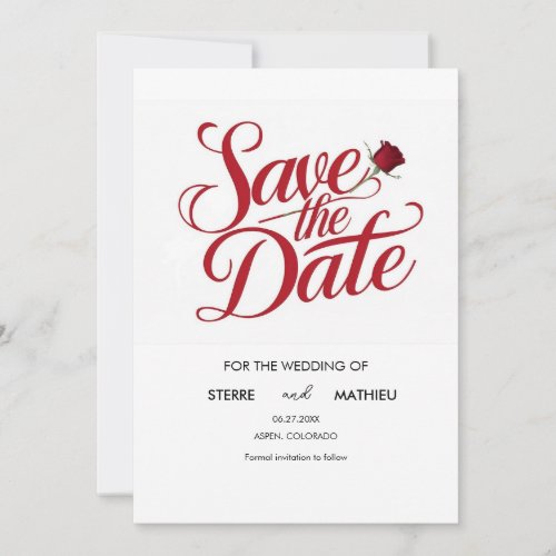 Simple Elegant Red Rose Wedding  Save The Date