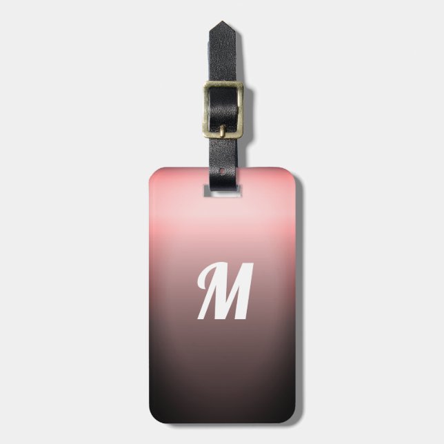 Simple Elegant Red Sangria Ombre Monogram Luggage Tag (Front Vertical)