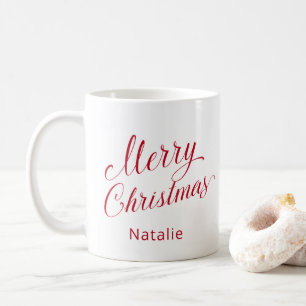 Simple Elegant Red Script Modern Christmas Coffee Mug