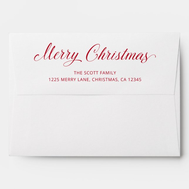 Simple Elegant Red Script Modern Christmas Envelope (Back (Top Flap))