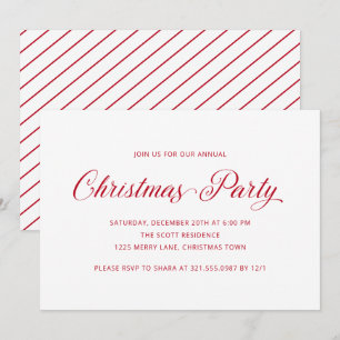Simple Elegant Red Script Modern Christmas Party Invitation