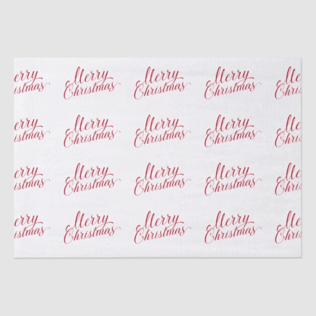 Simple Elegant Red Script Modern Christmas Tissue Paper (Front)