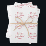 Simple Elegant Red Script Modern Christmas Wrapping Paper Sheets<br><div class="desc">Cute holiday wrapping paper sheets featuring modern typography and a simple design with "Merry Christmas" in an elegant red script along with the recipient's name.  These custom wrapping paper sheets are sure to add a festive touch to your Christmas gift giving.</div>