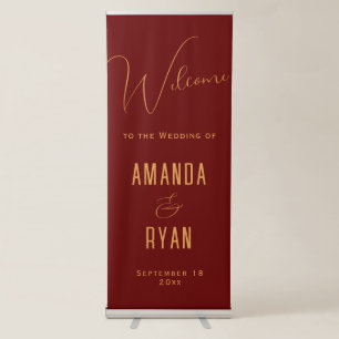 Simple Elegant Red Welcome Script Wedding Retractable Banner