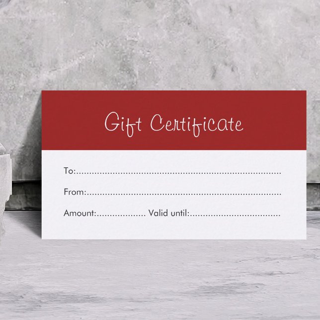 Simple Elegant Red White Beauty Gift Certificate (Creator Uploaded)
