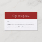 Simple Elegant Red White Beauty Gift Certificate (Front)