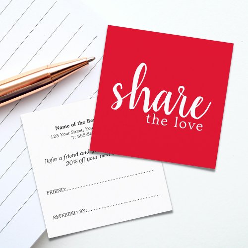 Simple Elegant Red White Beauty Referral Card