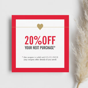 Simple Elegant Red White Beauty Salon Coupon Note Card
