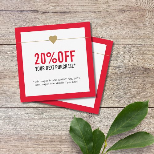 Simple Elegant Red White Beauty Salon Coupon Note Card