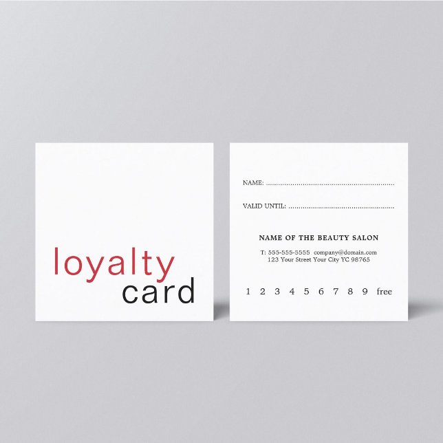Simple Elegant Red White Loyalty Card (Creator Uploaded)