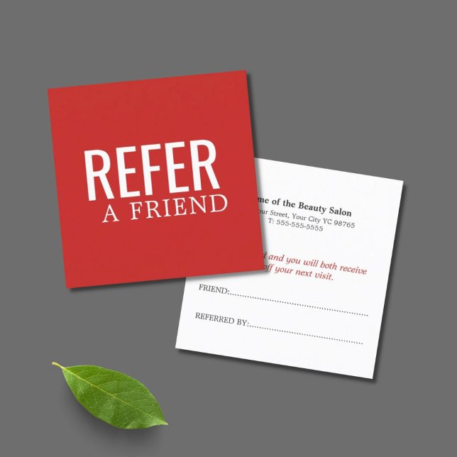 Simple Elegant Red White Referral Card (Creator Uploaded)