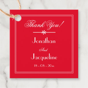 Simple Elegant Red & White 'Thank You' Favor Tags