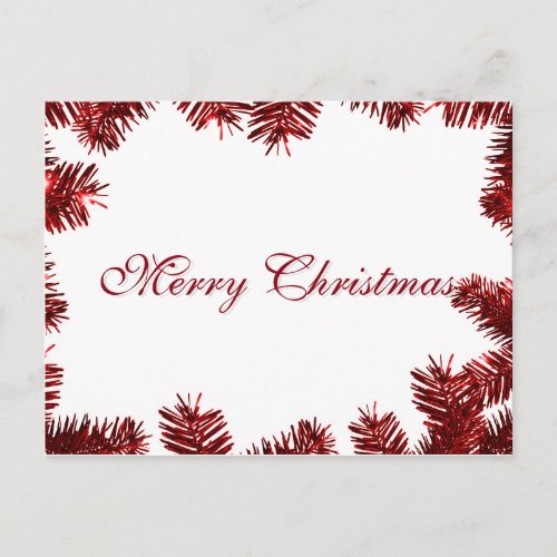 Simple Elegant Redd Leaf Decor Merry Christmas Holiday Postcard