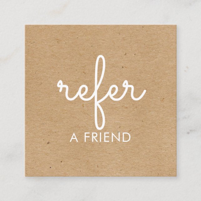 Simple Elegant Refer a Friend Rustic Kraft Referral Card (Front)