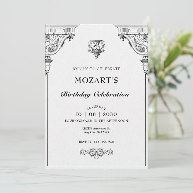Simple elegant Renaissance architecture  Invitation (Standing Front)