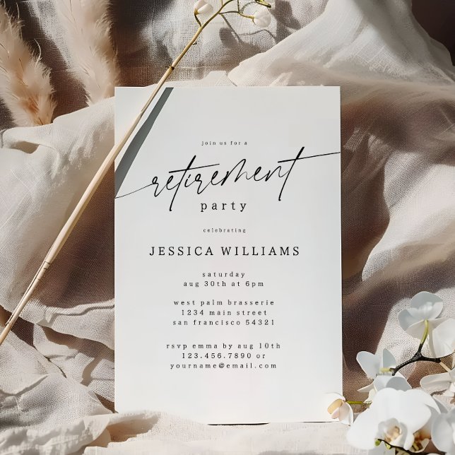 Simple Elegant Retirement Party Minimal Script Invitation (Creator Uploaded)