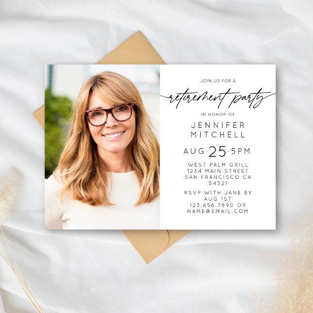 Simple Elegant Retirement Party Photo Horizontal Invitation (Creator Uploaded)