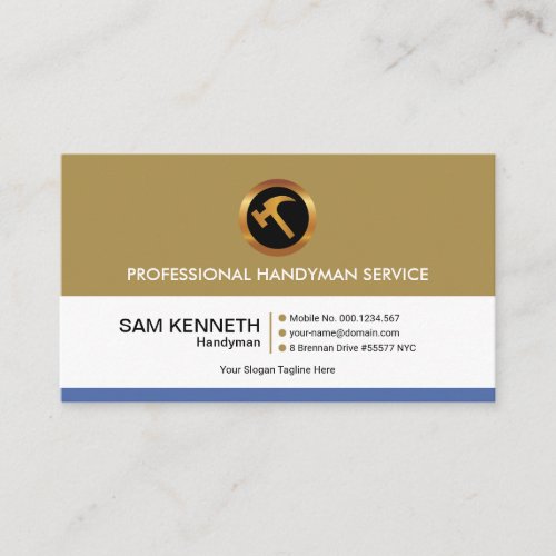 Simple Elegant Retro Column Construction Handyman Business Card