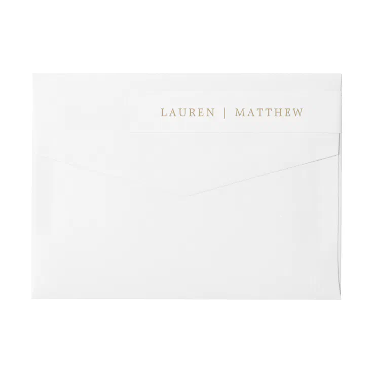 Simple Elegant Return Address Gold Wedding Wrap Around Label | Zazzle
