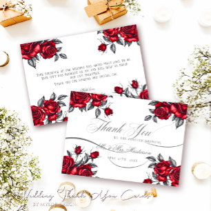 Simple Elegant Romantic Rose Floral Wedding Thank You Card