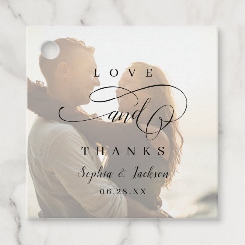 Simple elegant romantic script photo wedding favor tags
