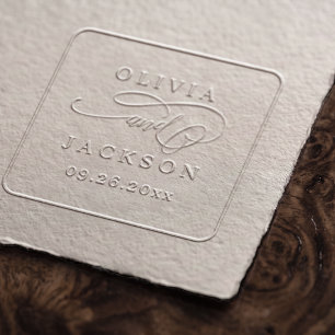 Simple elegant romantic script wedding embosser