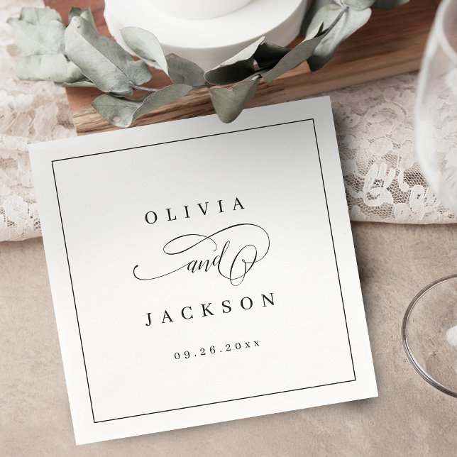 Simple elegant romantic script wedding napkins (Simple elegant romantic script wedding napkins)