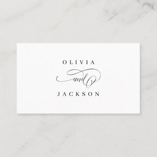 Simple elegant romantic script wedding place card (Back)