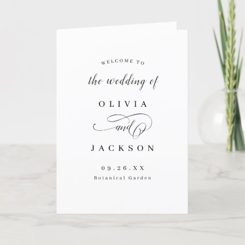 Simple elegant romantic script wedding program