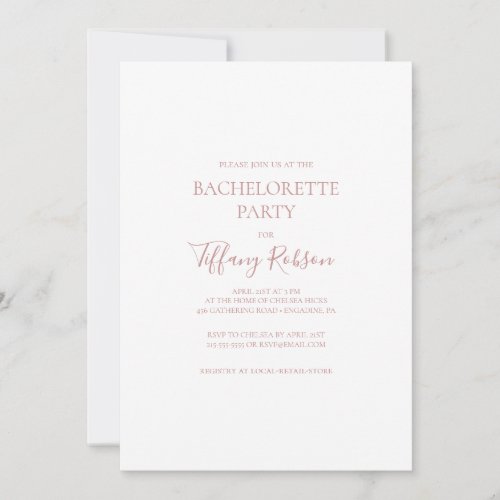 Simple Elegant Rose Gold Bachelorette Party Invitation