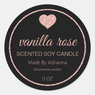 Simple Elegant Rose Gold Black Soy Candle Labels