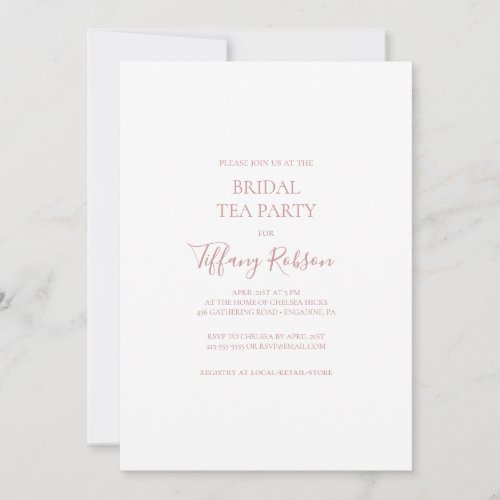 Simple Elegant Rose Gold Bridal Tea Party Invitation