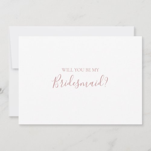 Simple Elegant Rose Gold Bridesmaid Proposal Card
