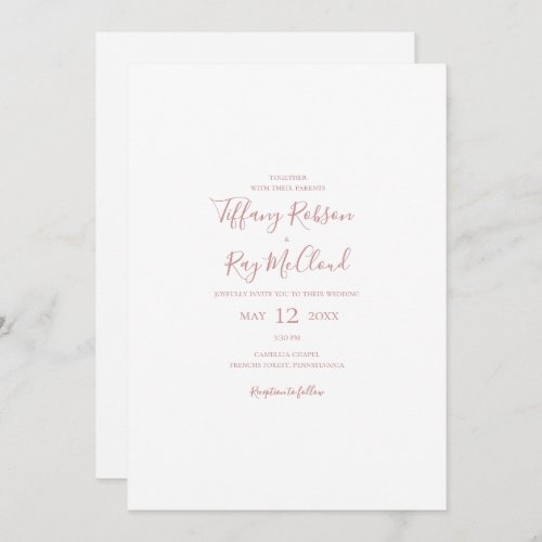 Simple Elegant Rose Gold Casual Wedding Invitation