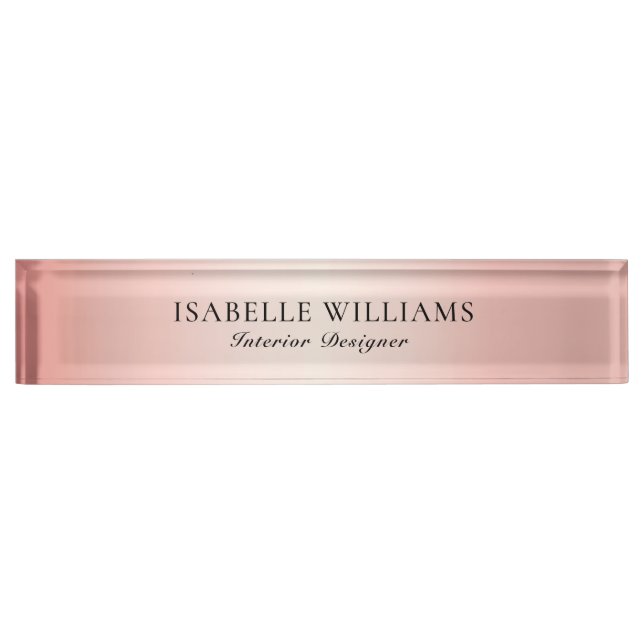 Simple Elegant Rose Gold Desk Name Plate (Front)