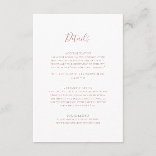 Simple Elegant Rose Gold Details Enclosure Card