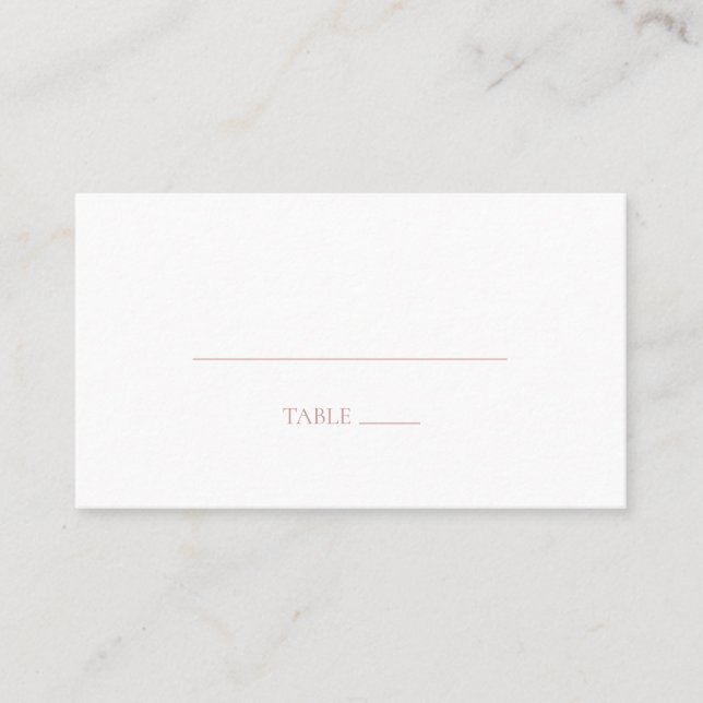 Simple Elegant Rose Gold Flat Wedding Place Card (Front)