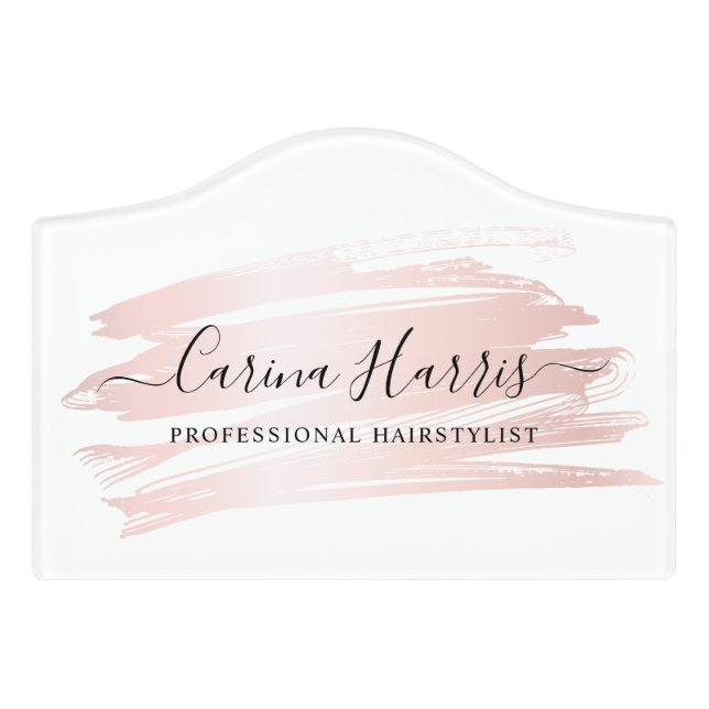 Simple Elegant Rose Gold Foil Hair Door Sign (Small Crest Front)