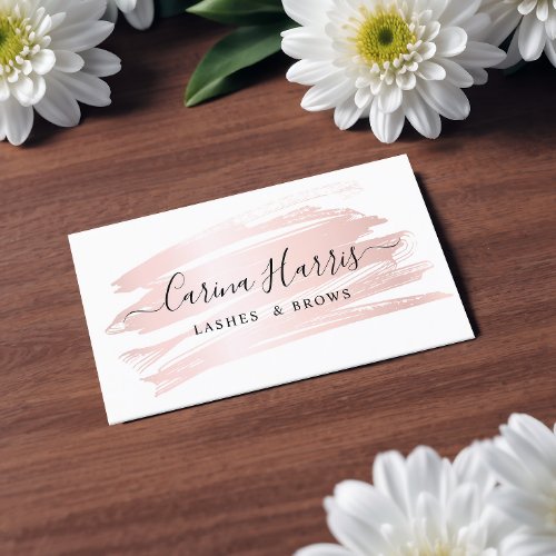 Simple Elegant Rose Gold Foil Lashes and Brows Business Card