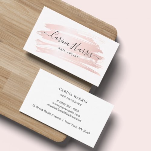 Simple Elegant Rose Gold Foil Nails Business Card