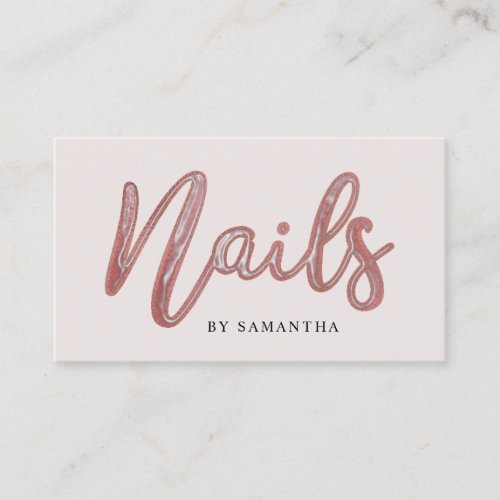 Simple Elegant Rose Gold Foil Nails Business Card