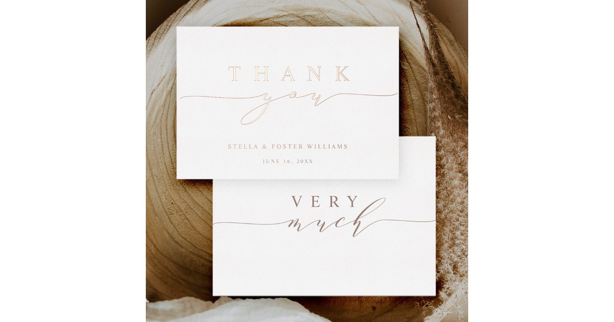 Simple & Elegant Rose Gold Foil Thank You Card | Zazzle