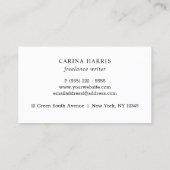 Simple Elegant Rose Gold Foil Writer Business Card (Back)