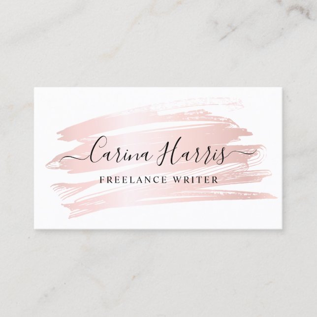 Simple Elegant Rose Gold Foil Writer Business Card (Front)