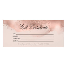 Simple Elegant Rose Gold Glitter Gift Certificate